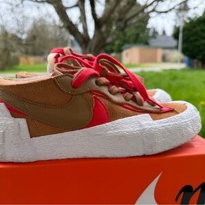 Like new! Nike Blazer Low X Sacai Tan/Red